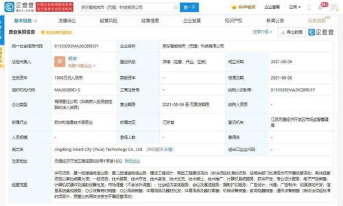 京东智能城市科技公司成立，注册资本千万元聚焦计算机系统服务